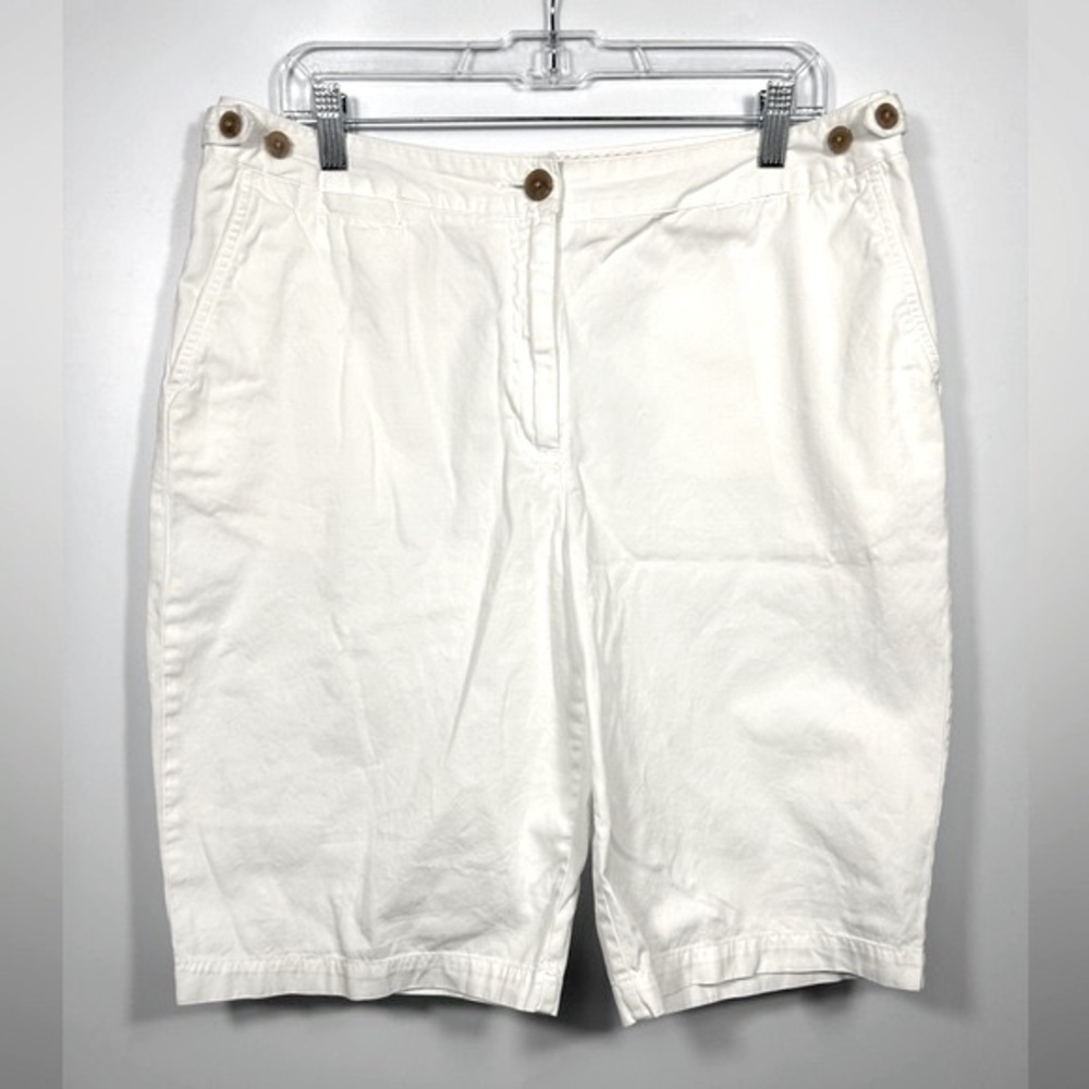Lands’ End Cotton Shorts Adjustable Waist Women’s Size 14 White